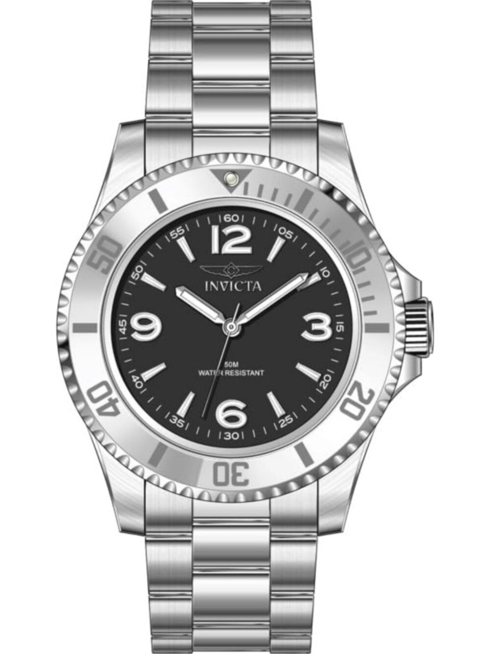 Men's 40mm Stainless Steel Watch, Black Dial, Quartz Movement, Water-Resistant